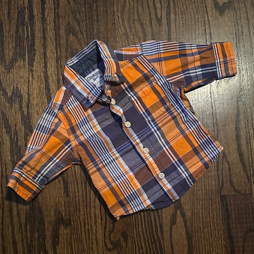 OshKosh B'gosh Kids Plaid Shirt in Orange and Blue